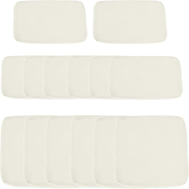 Detalle de Lot de 14 housses de rechange Outsunny pour coussins de salon de jardin (crème) : 6 assises + 8 dossiers
