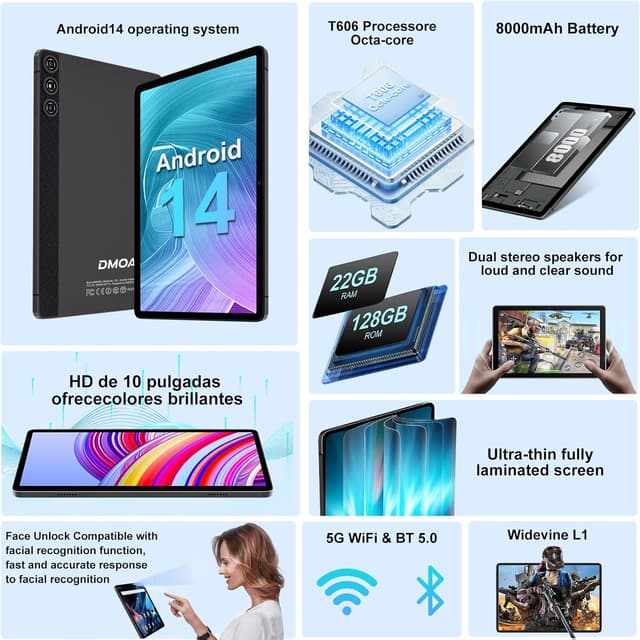 Thumbnail 1 de DMOAO Tablet Android 14 22GB RAM