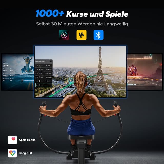 Detalle de MERACH R26 Rudergerät für Zuhause – Doppelpaddel mit mehreren Trainingsmodi & MERACH App