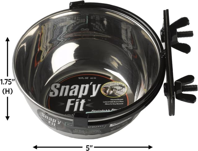 Detalle de MidWest Homes for Pets Snap’y Fit Stainless Steel Bowl (295 ml) for Wire Crates & Cages