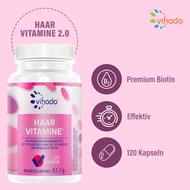 Detalle 2 de Haar Vitamine 2.0 von Vihado mit Biotin