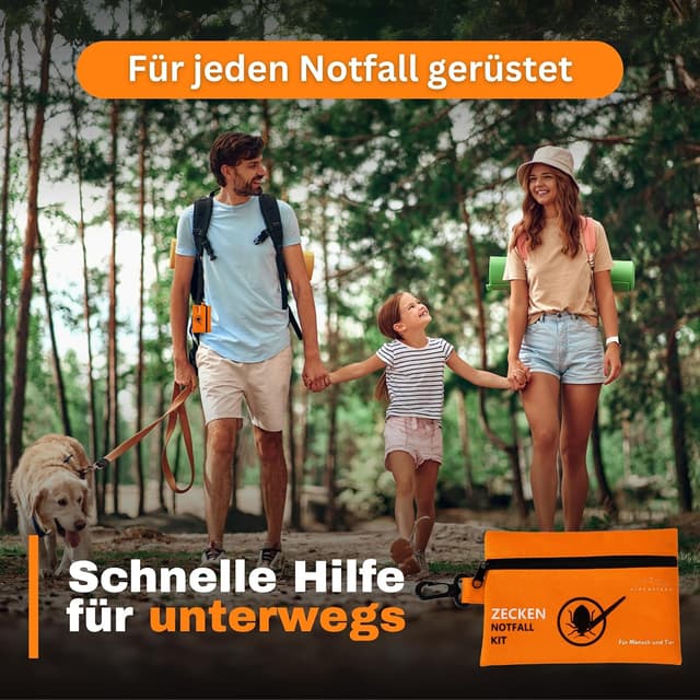 Detalle 2 de Alpenstern® Zecken Entferner Kit: Zeckenpinzette, -hebel & Erste-Hilfe-Tasche für Mensch und Tier