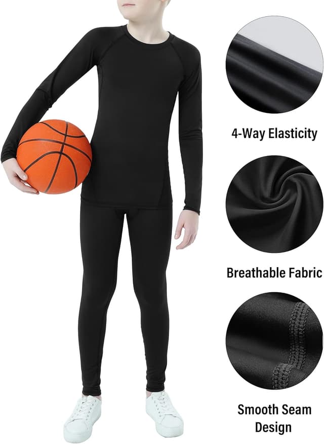 Detalle de HovSiyla Youth Boys’ Compression Pants Quick Dry Sports Base Layer Tights