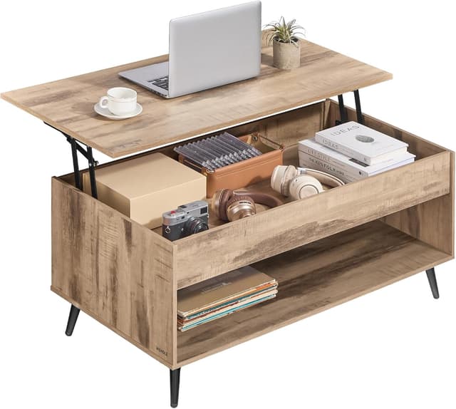 Thumbnail 6 de VASAGLE LCT267KD01 Tavolino da salotto con piano sollevabile a molla a gas, vano nascosto e ripiano aperto