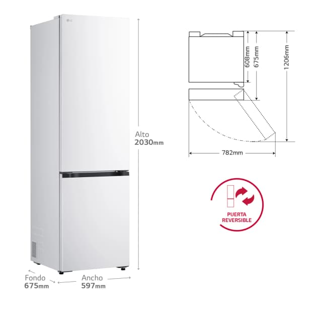 Thumbnail 1 de LG GBBS726CSW Frigorífico Combi DoorCooling+ 2,03 m