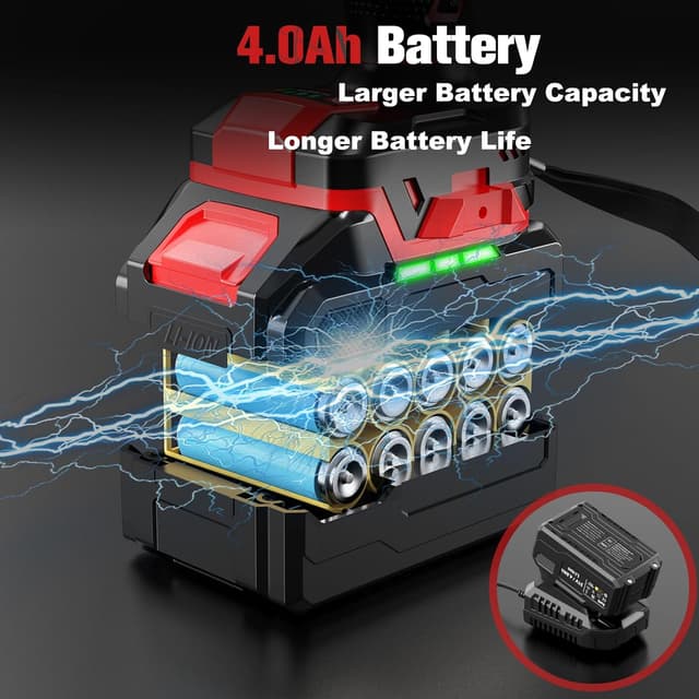 Detalle de Bamse Impact Wrench Cordless 1/2in brushless impact driver (21V) with 4000mAh battery, fast charger and 5 sockets
