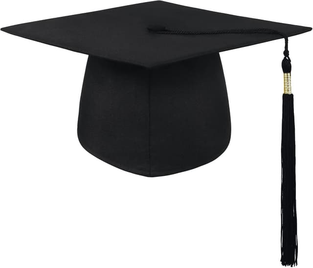 Detalle de BROADREAM Bachelor- & Doktorhut Graduation Cap mit Bommel und Klettverschluss – Absolventenkappe in Schwarz