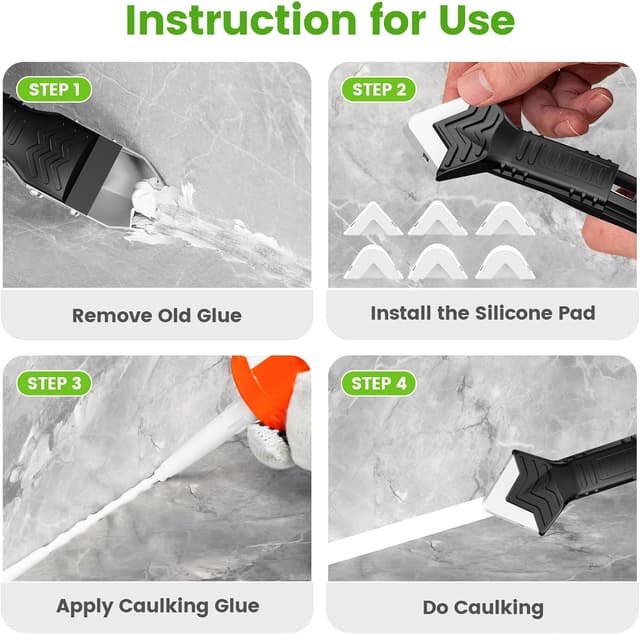 Detalle 2 de Caulking Tool 5 in 1 silicone caulking kit with 6 pads 🛠