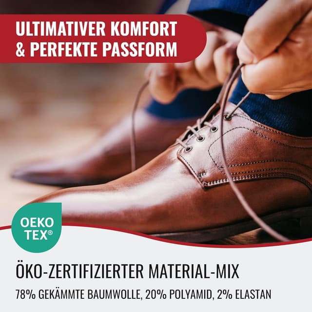 Detalle de Mat and Vic's Socken (Herren 43–46 & Damen 39–42) aus Baumwolle – nahtlos, OEKO-TEX 100, 5 oder 10 Paar
