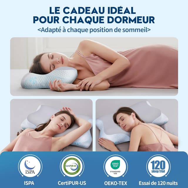 Thumbnail 3 de CloudÉtoile Oreiller Ergonomique Cervical 64x38x12 cm