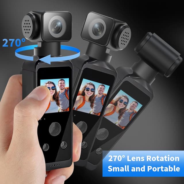 Detalle de WOWAWOLA 5K Bodycam / Pocket Action Cam – 270° drehbares Objektiv, EIS und WiFi (64 GB TF-Karte im Lieferumfang)