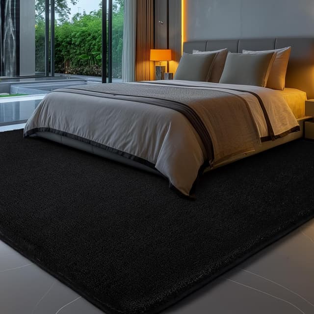 Detalle 2 de Sour Lemon large shaggy carpet rug 300x425cm in grey – washable, non-slip back, extra large for living room