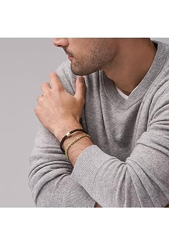 Thumbnail 5 de FOSSIL Pulsera All Stacked Up de piel marrón 🟤