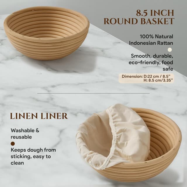 Thumbnail 3 de U Select Sourdough Starter Kit Bread Proofing Basket Set