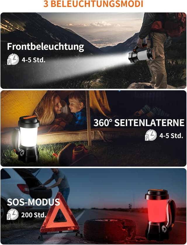 Detalle de K KASONIC 2-in-1 LED Campinglaterne mit Handkurbel und Notfallaufladefunktion