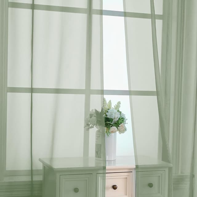 Thumbnail 4 de OVZME 84" Sage Green Sheer Curtains