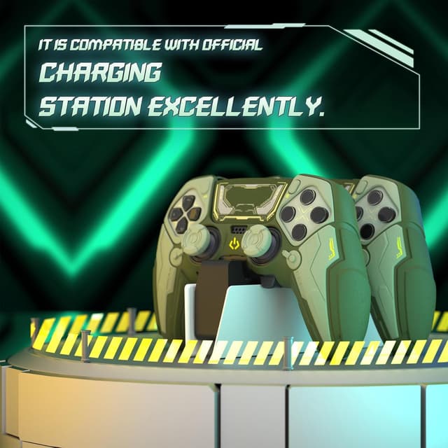 Detalle 2 de playvital Silicone Cover Skin for PS5 Edge Controller (Stellar Mecha, Anti-slip) – Army Green & Sage Green