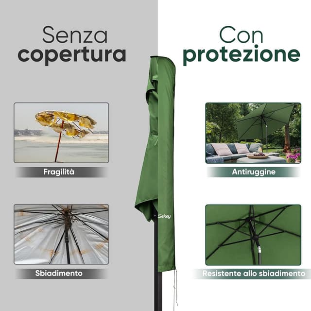 Detalle 2 de Sekey Custodia Premium per Ombrello da 300 cm con manico di montaggio e zip impermeabile UV 50+