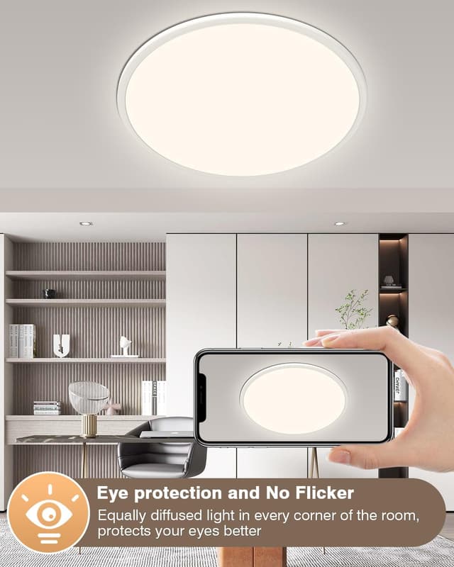 Thumbnail 6 de Bowfar 59 cm LED-Deckenlampe flach (56 W) mit Fernbedienung, 3000–6500 K, dimmbar, weiß