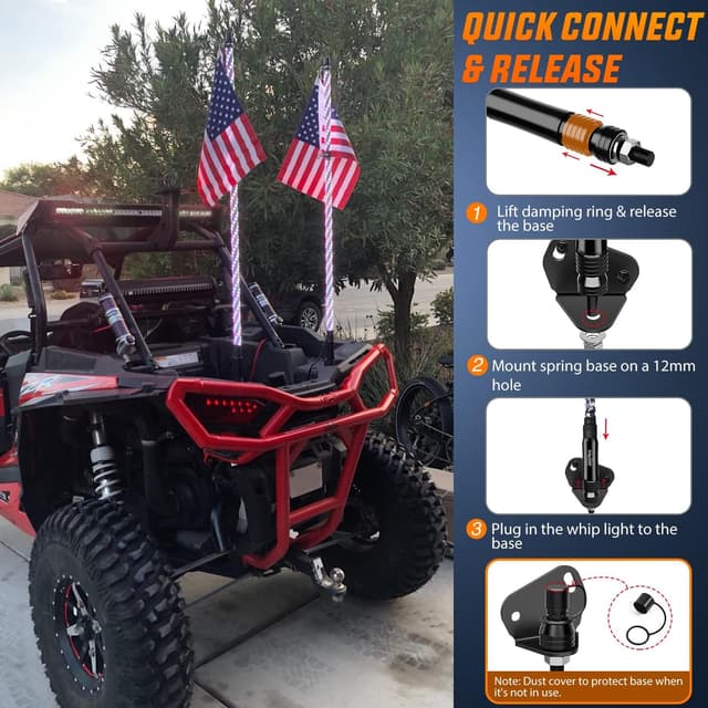 Detalle 2 de Nilight 3FT Spiral RGB whip light