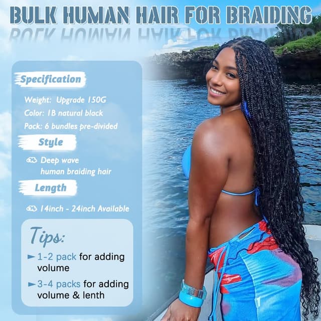 Thumbnail 1 de Human Braiding Hair 150g for Boho Braids ๐โ