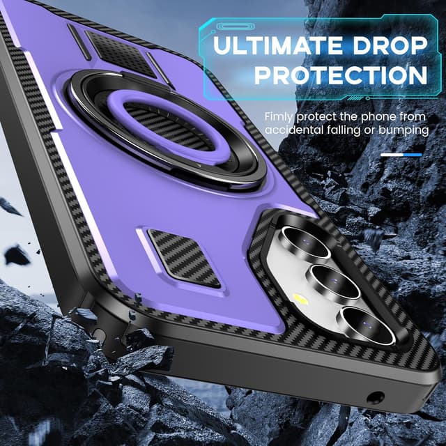 Detalle de Tuvror coque de protection pour Samsung Galaxy A54 (4G/5G) avec support et anneau rotatif 360° en violet