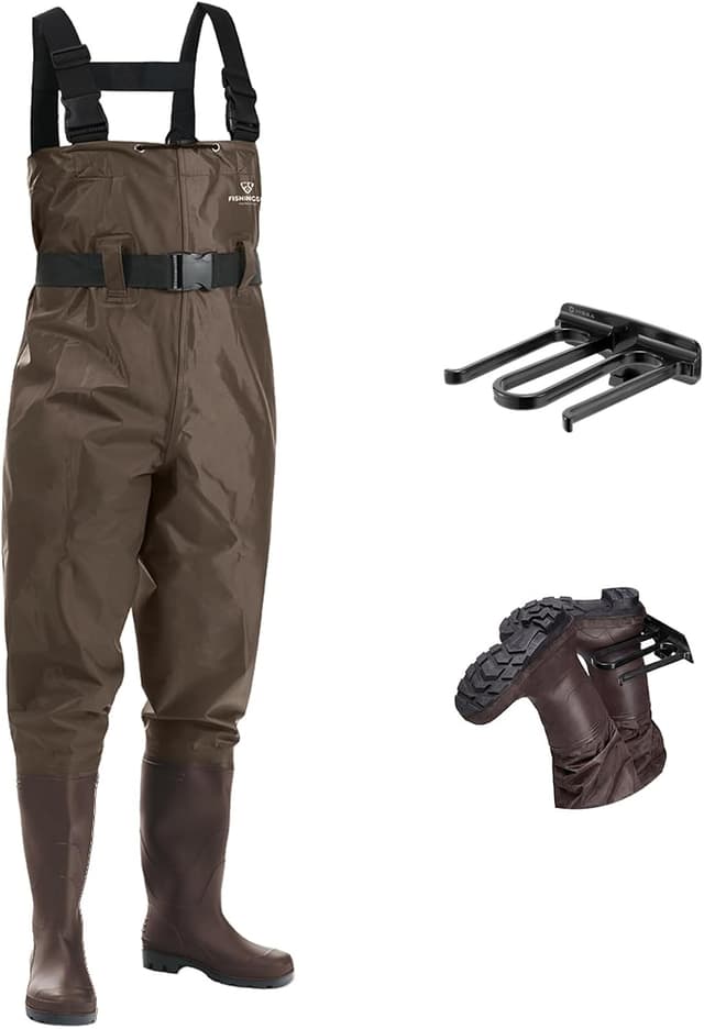 Detalle de FISHINGSIR Fishing Waders for Men — 2-Ply Nylon/PVC Waterproof Bootfoot Chest Wader