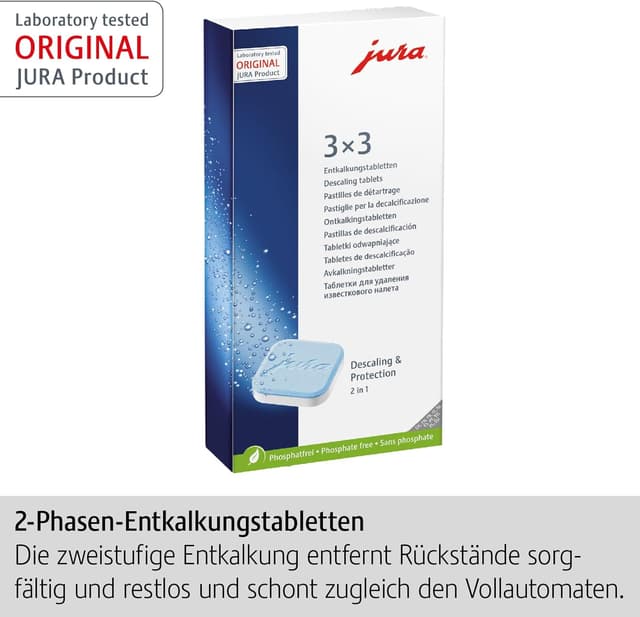 Detalle 2 de Jura Original Entkalkungstabletten 61848 – für 3 Entkalkungsvorgänge (3er-Pack)