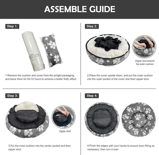 Detalle 2 de Yaning 58cm donut dog bed for small dogs