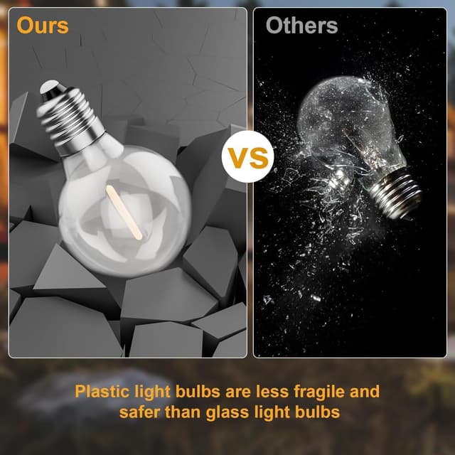 Detalle de Miootly Catena Luminosa da Esterno 45 m con lampadine LED G40, 2700K (75+2) bianco caldo