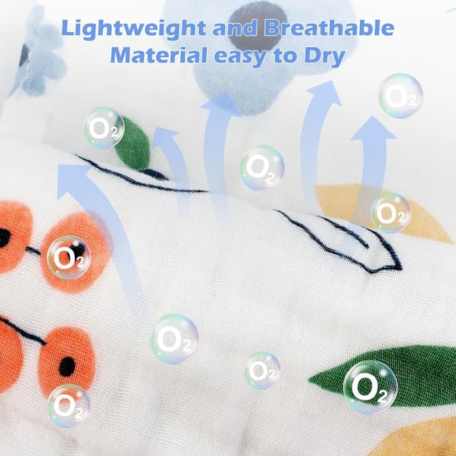 Detalle 2 de Maliton Muslin Cloths for Baby – 6 Pack 50x25cm 100% Cotton Burp Cloths (Fairy Tale)