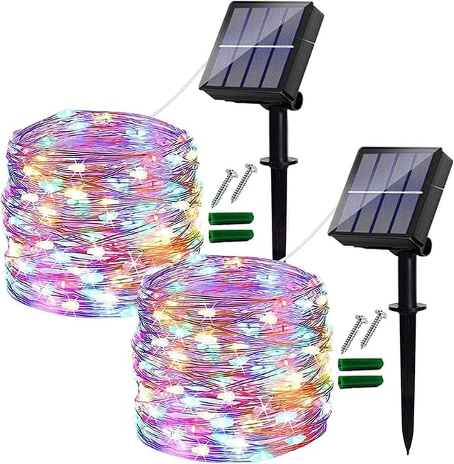 Detalle de Ligarko Solar Fairy Lights Outdoor (2 Pack, 240 LED/80ft) IP65 Waterproof with 8 Lighting Modes