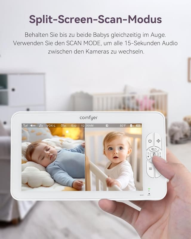 Detalle de Comfyer Babyphone mit 2 Kameras und 7 Zoll