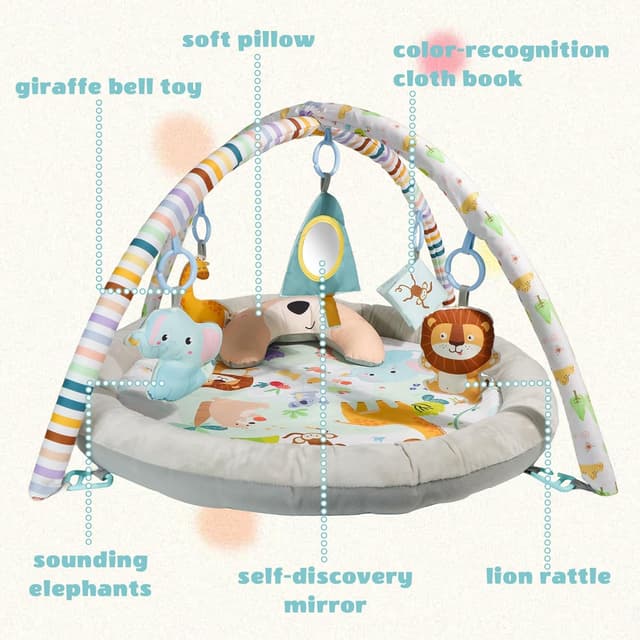 Detalle 2 de Plush Play Mat Baby Gym with 6 Toys