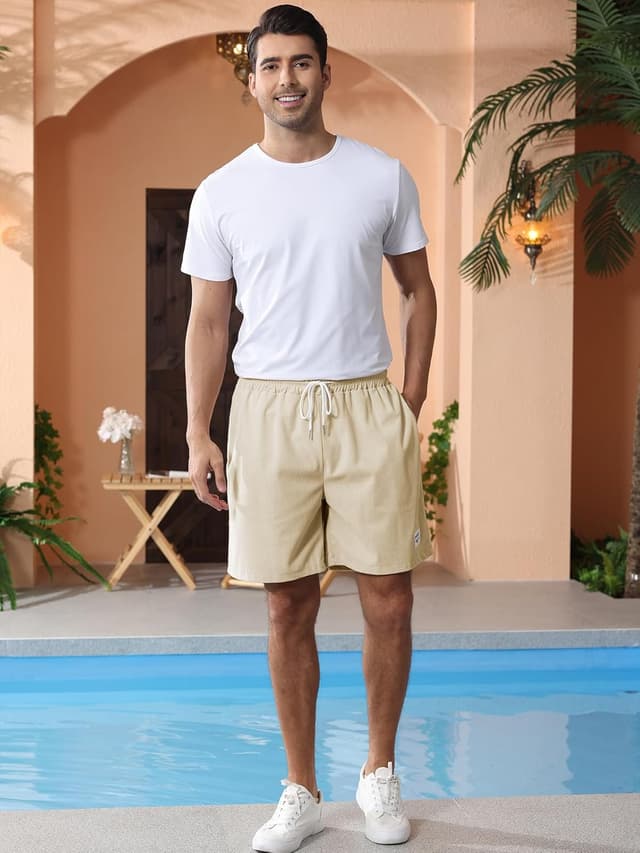 Detalle 2 de Mens casual summer shorts in cotton linen