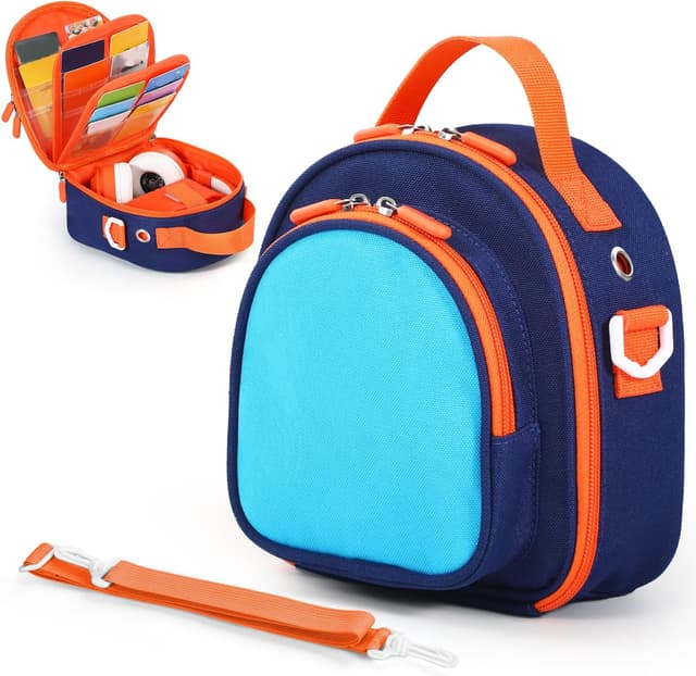 Detalle de Carrying Case Compatible with Yoto Mini (2024 Edition) – 30 Cards Storage Bag with Handle & Shoulder Strap (Blue)