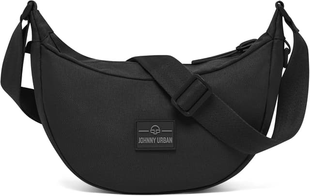 Detalle de Johnny Urban Crossbody Bag Ally Small Schwarz – kleine Umhängetasche im Halbmond-Design