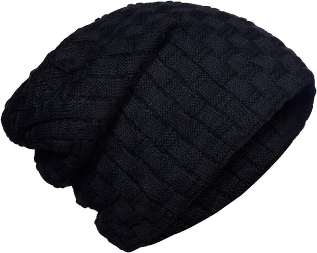 Detalle de Bonnet d’hiver femme DonDon Bonnet slouch en laine tricotée, doublure polaire chaude