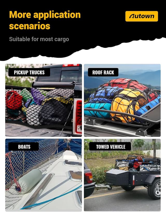 Thumbnail 6 de AUTOWN Cargo Net 4'x4'–7'x7' for Truck Bed
