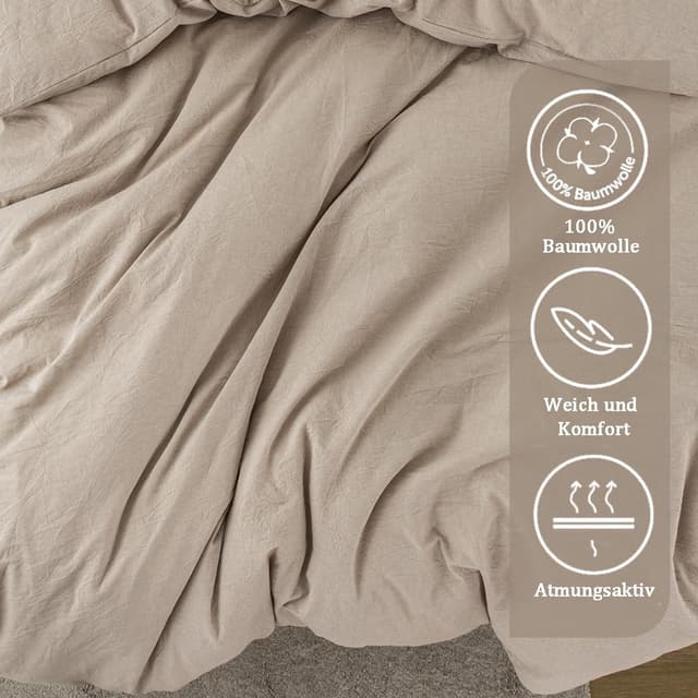 Thumbnail 2 de Nesture Bettwäsche 135x200 Baumwolle Beig/Weiß