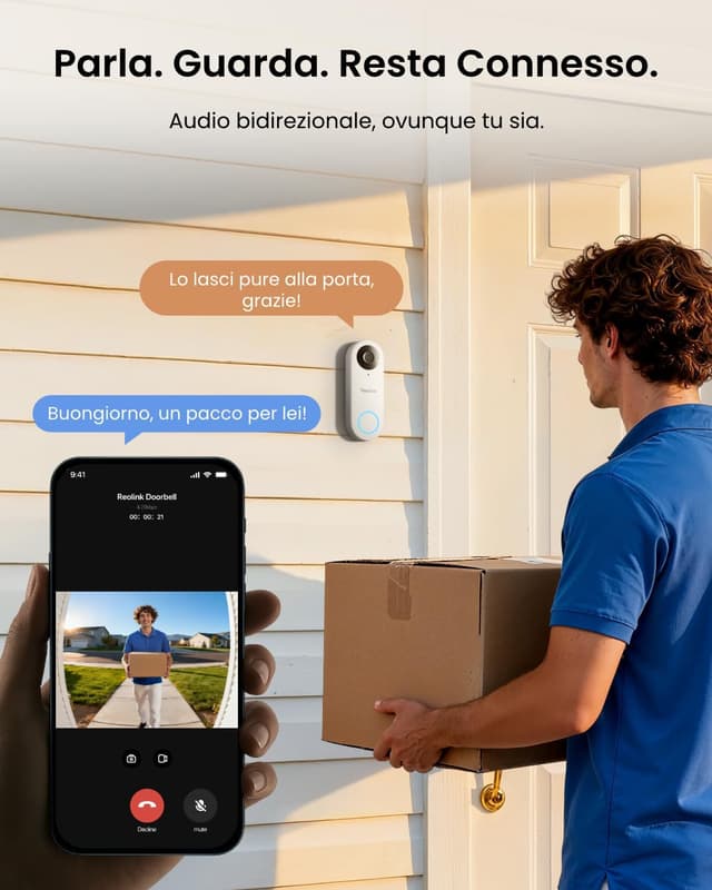 Detalle 2 de Reolink Videocitofono PoE cablato 5MP con Chime, audio bidirezionale e vista diagonale 180° (bianco)