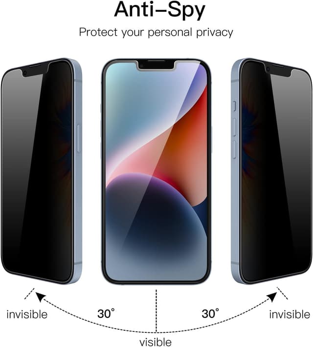Detalle de JETech Privacy Screen Protector for iPhone 17e (2026) / iPhone 16e / iPhone 14 (6.1-inch) – Anti-Spy Tempered Glass, 2-Pack
