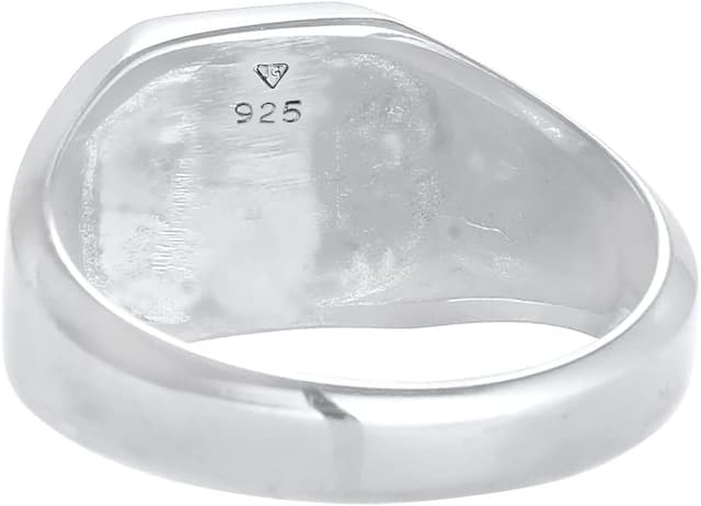 Detalle de Kuzzoi Siegelring für Herren: Achteck mit schwarzer Emaille, massives 925er Sterling Silber (10 mm breit) in Ringgröße 60–66