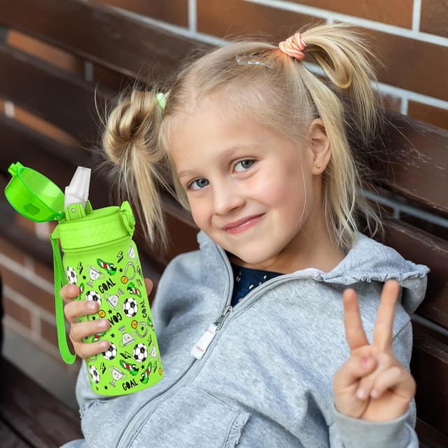 Detalle 2 de GOPPUS Kinder-Thermosflasche 420 ml mit Strohhalm – vakuumisoliert, auslaufsicher