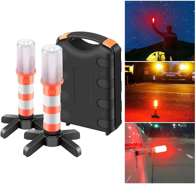 Detalle de OurLeeme Emergency Lights LED Roadside Warning Sticks with Storage Case