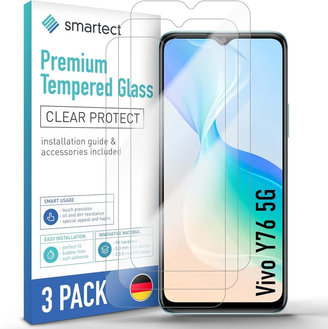 Detalle de Smartect Verre Trempé 9H (lot de 3, transparent) pour Vivo Y76 5G