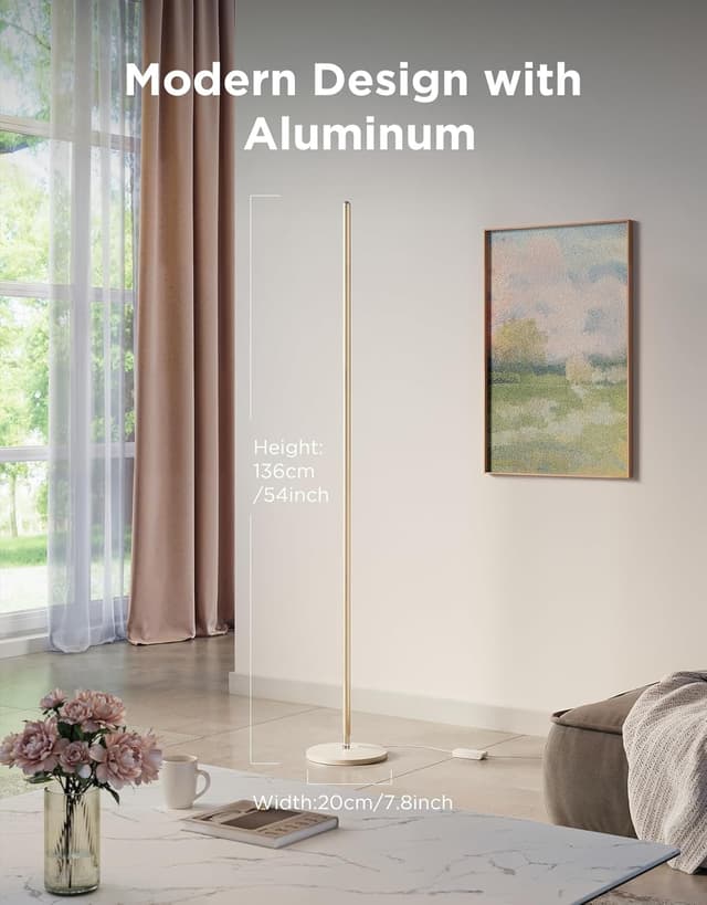 Detalle 2 de Govee RGBIC Floor Lamp Gold – smart LED corner lamp with Alexa & Matter, music sync and DIY colours