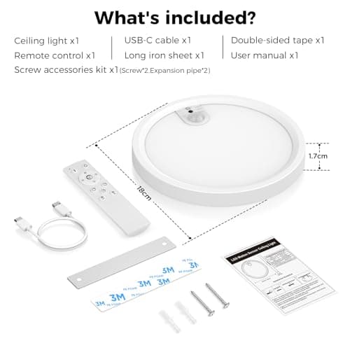 Thumbnail 8 de Uwithm plafón con sensor de movimiento, batería recargable 7000mAh y mando a distancia