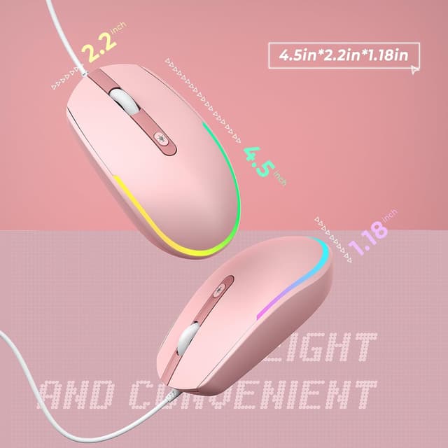 Detalle 1 de Seenda wired mouse 1600 DPI RGB in pink