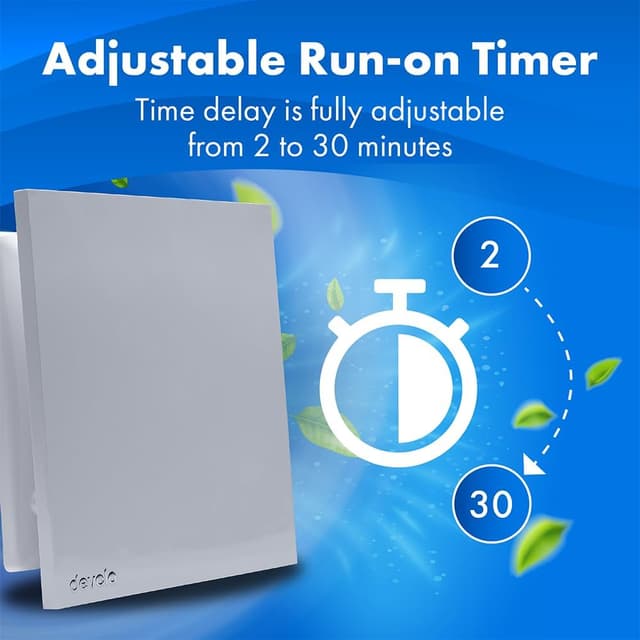 Detalle de Devola DVQTF100T 100mm Axial Designer Bathroom Extractor Fan with Timer (4 inch, Quiet Tile Fan) – Made in Britain